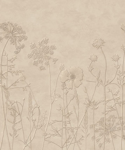 350701 Eijffinger Riviera Maison Silhouette Flowers Mural Beige - Dit behang is subtiel van kleurgebruik met warme beige- en zandtinten die samen een rustige