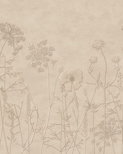 350701 Eijffinger Riviera Maison Silhouette Flowers Mural Beige - Dit behang is subtiel van kleurgebruik met warme beige- en zandtinten die samen een rustige