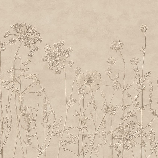 350701 Eijffinger Riviera Maison Silhouette Flowers Mural Beige - Dit behang is subtiel van kleurgebruik met warme beige- en zandtinten die samen een rustige