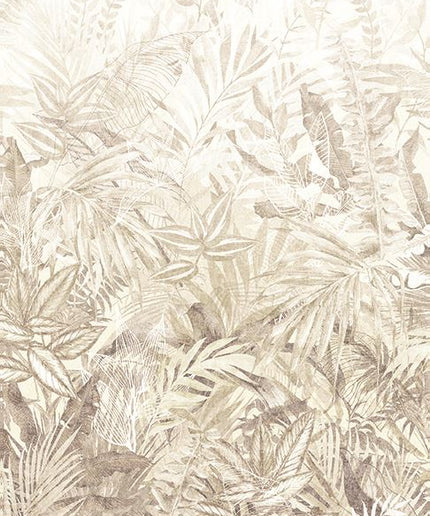 350705 Eijffinger Riviera Maison Linen Leaves Mural Camel - Dit behang is een zachte mix van beige