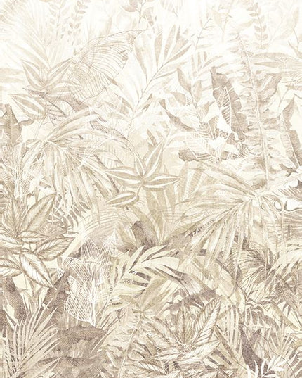 350705 Eijffinger Riviera Maison Linen Leaves Mural Camel - Dit behang is een zachte mix van beige