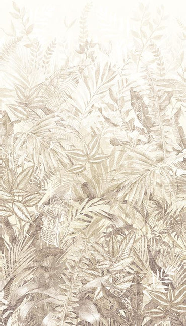350705 Eijffinger Riviera Maison Linen Leaves Mural Camel - Dit behang is een zachte mix van beige