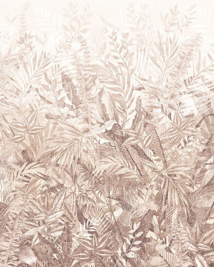 350708 Eijffinger Riviera Maison Linen Leaves Mural Taupe - Dit behang is een subtiel samenspel van taupe