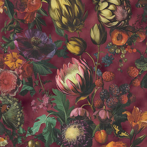 351235 Eijffinger Magnifique Flourish - Dit behang is rijk van kleur met een dieprode basis