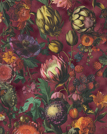 351235 Eijffinger Magnifique Flourish - Dit behang is rijk van kleur met een dieprode basis