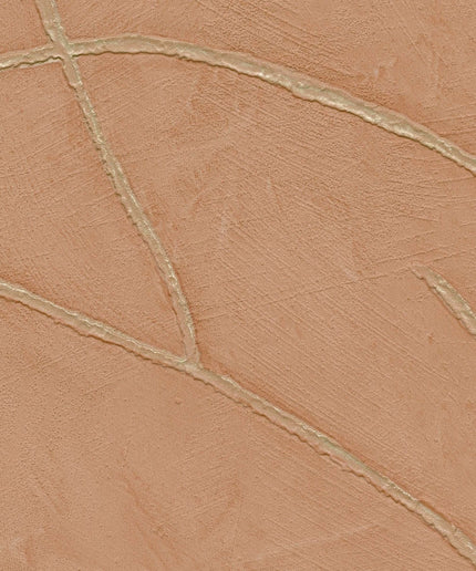 VP 1004 51 Elitis Kintsugi Kintsugi - Dit behang is een warme mix van zacht oranje en bruin met subtiele gouden accenten die een elegante textuur creëren.