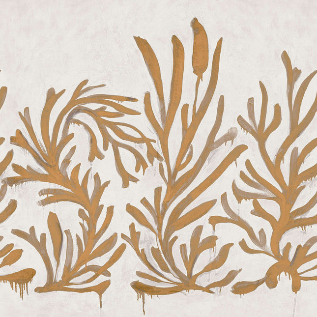 VP 1005 01 Elitis Kintsugi Algues Dorées - Dit behang is een zachte combinatie van beige en warm okergeel met subtiele grijze accenten