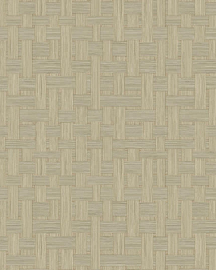 42830 Hooked on Walls Milano Vimini - Dit behang is opgebouwd uit warme beige en lichte bruine tinten die een subtiel vlechtwerkpatroon vormen.