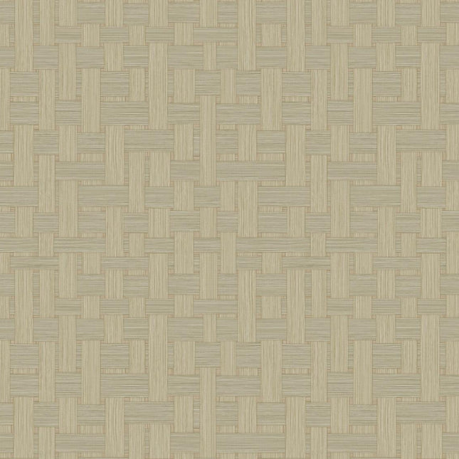 42830 Hooked on Walls Milano Vimini - Dit behang is opgebouwd uit warme beige en lichte bruine tinten die een subtiel vlechtwerkpatroon vormen.