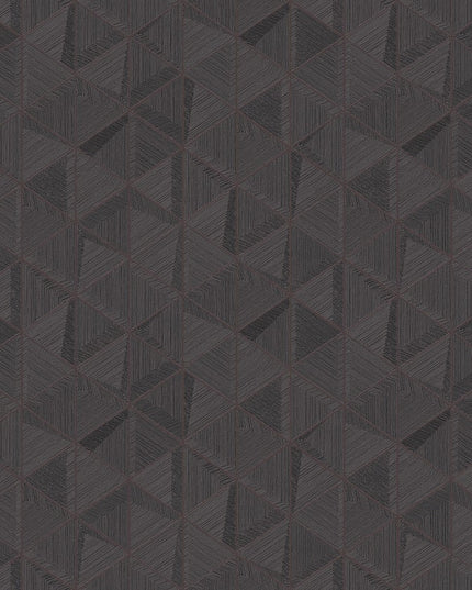 TRA101 Masureel Traces Gisuke - Dit behang is opgebouwd uit diverse tinten zwart en antraciet met subtiele lijnen in een donkergrijze of bruine kleur die een fijn geometrisch patroon creëren.