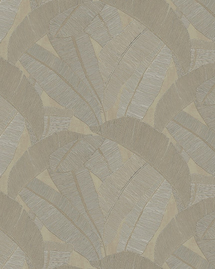 RIC206 Masureel Serica Banyan - Dit behang is uitgevoerd in zachte beige- en grijstinten met subtiele accenten van lichtgroen