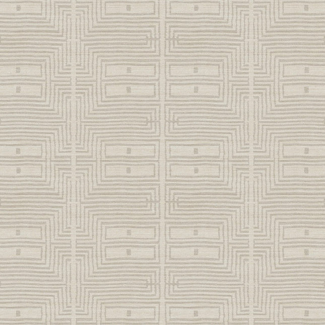RIC304 Masureel Serica Serica - Dit behang is uitgevoerd in zachte beige en lichtgrijze tinten die samen een subtiel en rustig geometrisch patroon vormen.