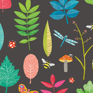 WGU50102W Dutch Wallcoverings When i grow up Forest Floor - Dit behang is levendig en kleurrijk met een mix van zwart