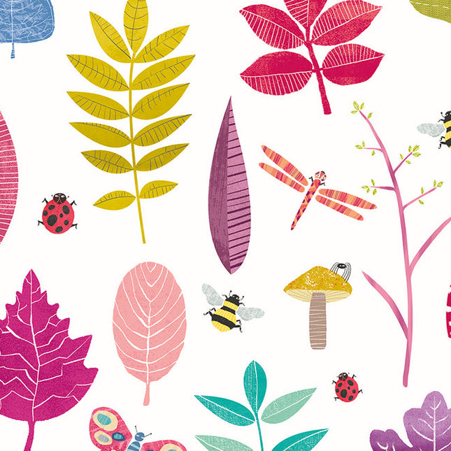 WGU50104W Dutch Wallcoverings When i grow up Forest Floor - Dit behang is speels en kleurrijk met opvallende tinten van roze