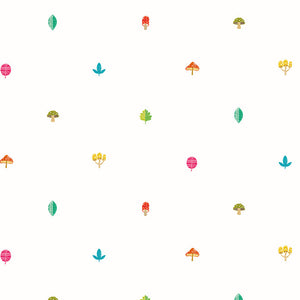 WGU50105W Dutch Wallcoverings When i grow up Forest Spot - Dit behang is licht en luchtig met een witte achtergrond en speelse accenten in groen