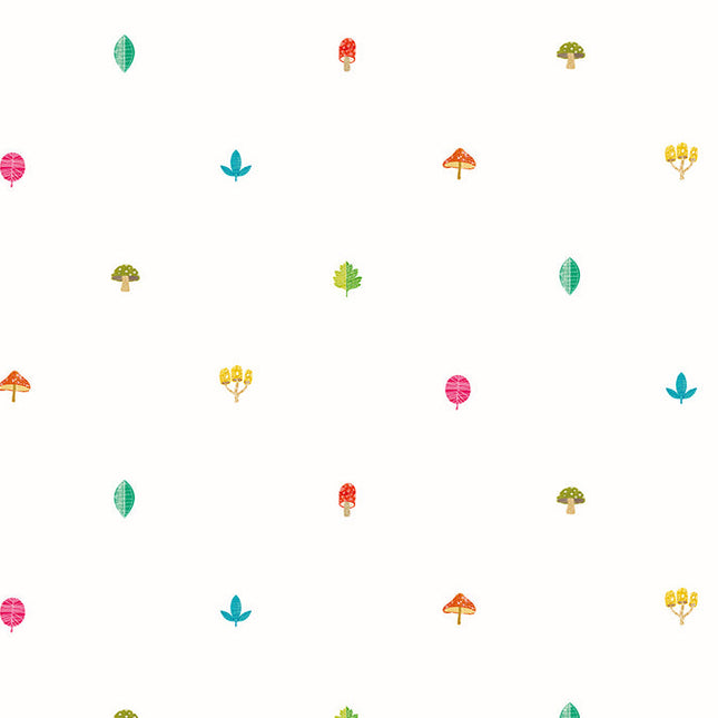 WGU50105W Dutch Wallcoverings When i grow up Forest Spot - Dit behang is licht en luchtig met een witte achtergrond en speelse accenten in groen