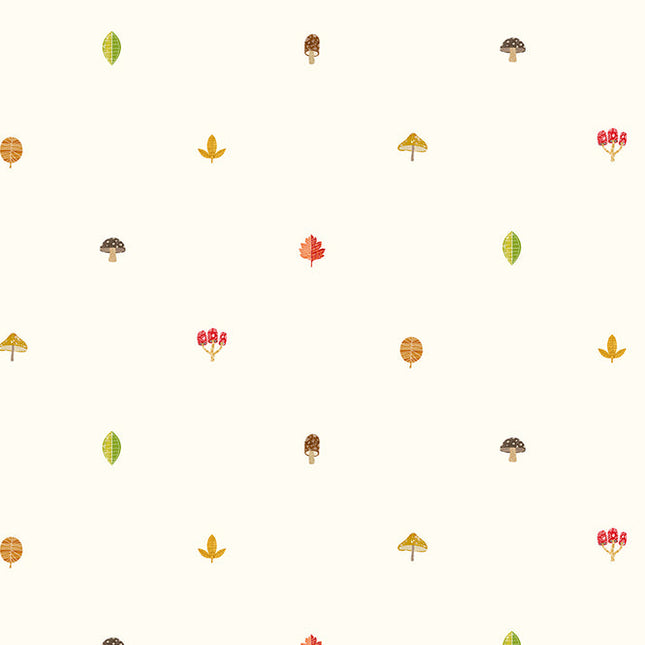 WGU50106W Dutch Wallcoverings When i grow up Forest Spot - Dit behang is lichtbeige van achtergrond met subtiele accenten in oranje