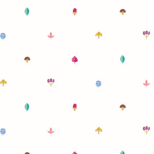 WGU50107W Dutch Wallcoverings When i grow up Forest Spot - Dit behang is speels en licht met een witte achtergrond