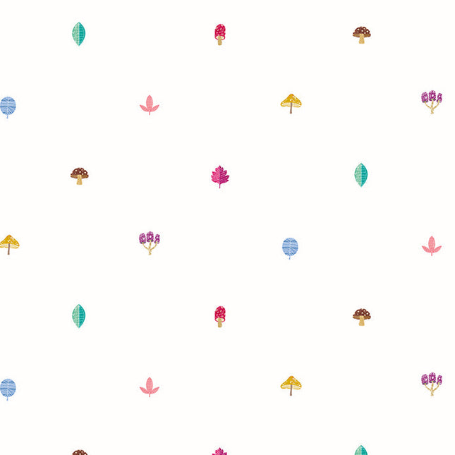 WGU50107W Dutch Wallcoverings When i grow up Forest Spot - Dit behang is speels en licht met een witte achtergrond