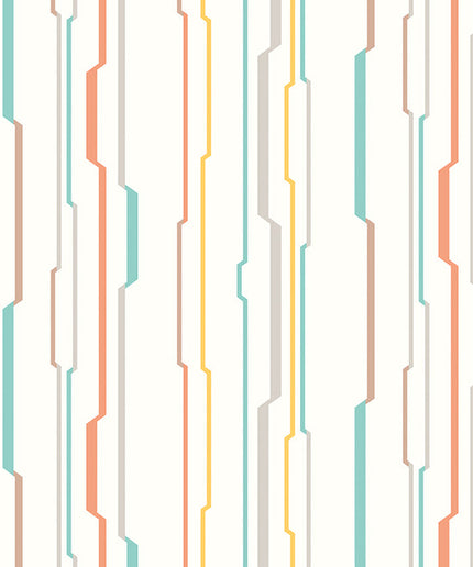 WGU50117W Dutch Wallcoverings When i grow up Wibble Wobble - Dit behang is uitgevoerd in een fris patroon met slanke strepen in zacht oranje