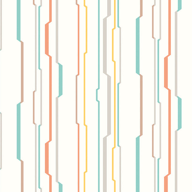 WGU50117W Dutch Wallcoverings When i grow up Wibble Wobble - Dit behang is uitgevoerd in een fris patroon met slanke strepen in zacht oranje