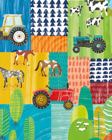 WGU50118W Dutch Wallcoverings When i grow up Down On The Farm - Dit behang is kleurrijk en speels met een combinatie van blauw