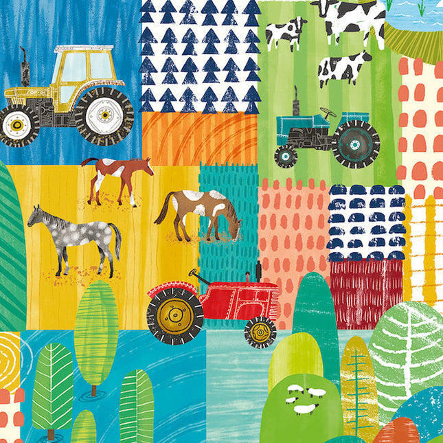 WGU50118W Dutch Wallcoverings When i grow up Down On The Farm - Dit behang is kleurrijk en speels met een combinatie van blauw