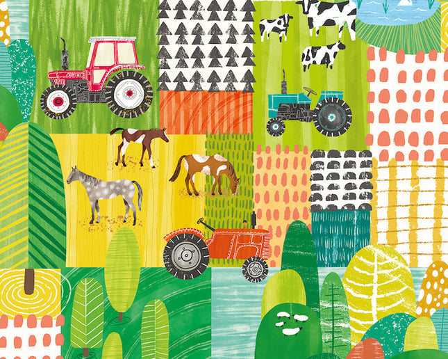 WGU50120W Dutch Wallcoverings When i grow up Down On The Farm - Dit behang is een speelse mix van groen