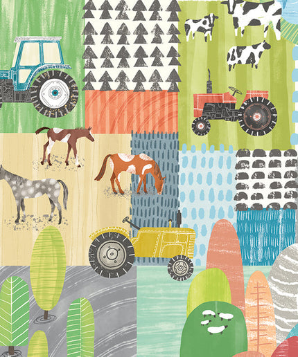 WGU50121W Dutch Wallcoverings When i grow up Down On The Farm - Dit behang is een speelse combinatie van groen