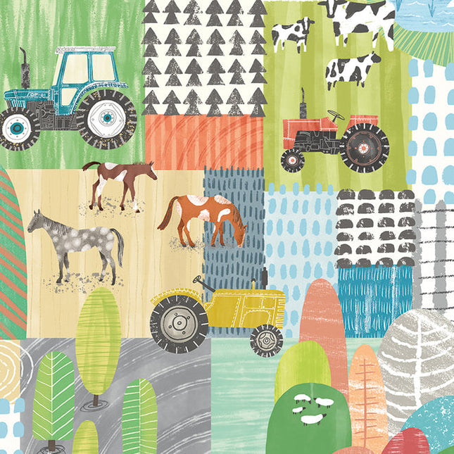 WGU50121W Dutch Wallcoverings When i grow up Down On The Farm - Dit behang is een speelse combinatie van groen