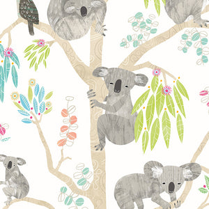 WGU50127W Dutch Wallcoverings When i grow up Kooka Koala - Dit behang is speels en naturel met een combinatie van zacht grijs