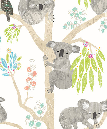 WGU50127W Dutch Wallcoverings When i grow up Kooka Koala - Dit behang is speels en naturel met een combinatie van zacht grijs