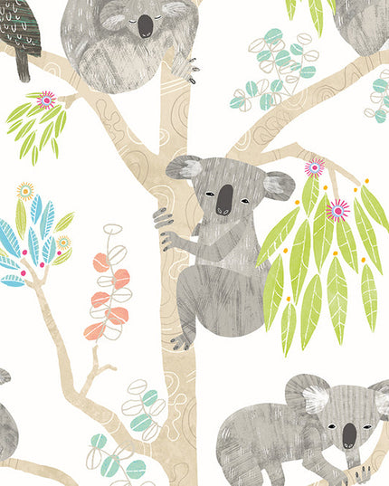 WGU50127W Dutch Wallcoverings When i grow up Kooka Koala - Dit behang is speels en naturel met een combinatie van zacht grijs
