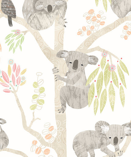 WGU50128W Dutch Wallcoverings When i grow up Kooka Koala - Dit behang is zacht en naturel van kleur met wit
