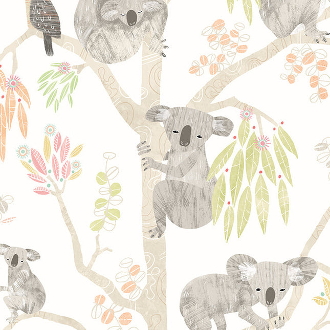 WGU50128W Dutch Wallcoverings When i grow up Kooka Koala - Dit behang is zacht en naturel van kleur met wit