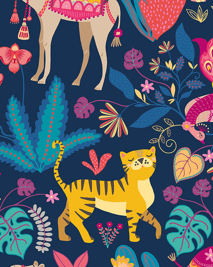 WGU50133W Dutch Wallcoverings When i grow up Samba Safari - Dit behang is kleurrijk en speels met een rijke combinatie van blauw
