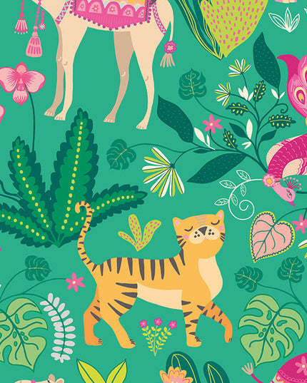 WGU50136W Dutch Wallcoverings When i grow up Samba Safari - Dit behang is levendig met een frisse combinatie van groen