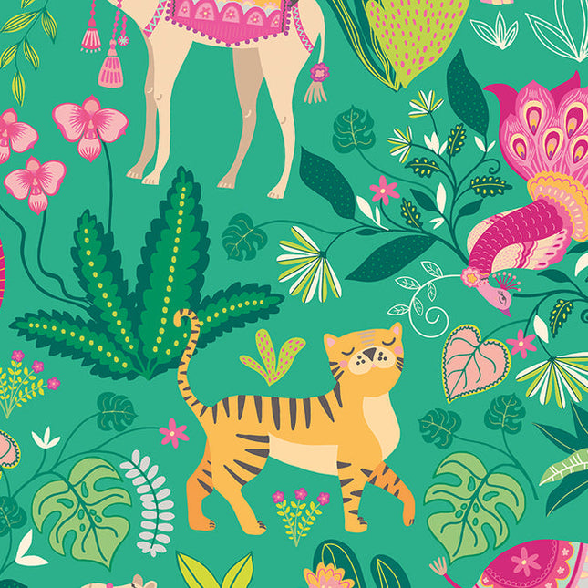 WGU50136W Dutch Wallcoverings When i grow up Samba Safari - Dit behang is levendig met een frisse combinatie van groen