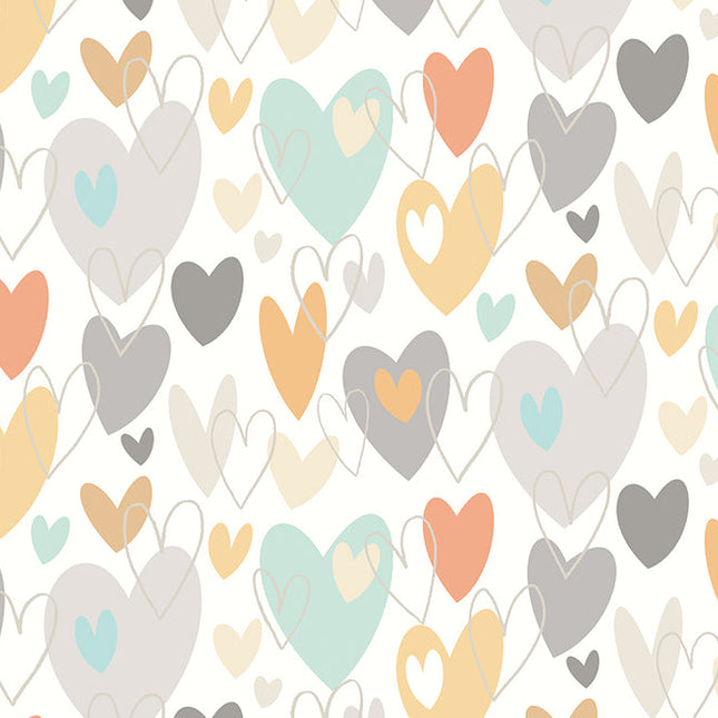 WGU50138W Dutch Wallcoverings When i grow up Pop Hearts - Dit behang is een speelse mix van zachte grijstinten