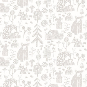 WGU50145W Dutch Wallcoverings When i grow up Honeywood Bears - Dit behang is subtiel en zacht met een lichte combinatie van wit en lichtgrijs
