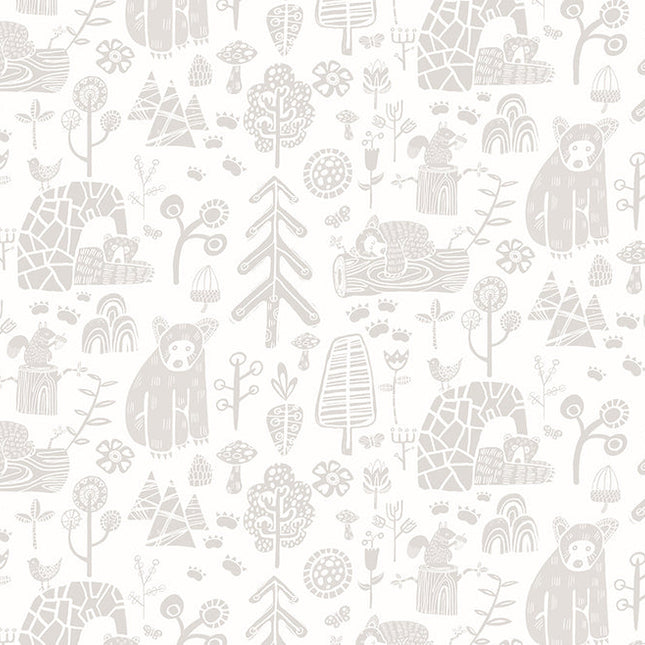 WGU50145W Dutch Wallcoverings When i grow up Honeywood Bears - Dit behang is subtiel en zacht met een lichte combinatie van wit en lichtgrijs