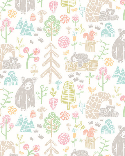 WGU50148W Dutch Wallcoverings When i grow up Honeywood Bears - Dit behang is zacht en speels met een combinatie van groen